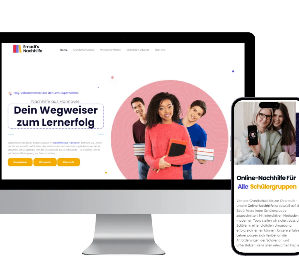 Screenshot: Projekt Emadis Nachhilfe – Unternehmenswebsite