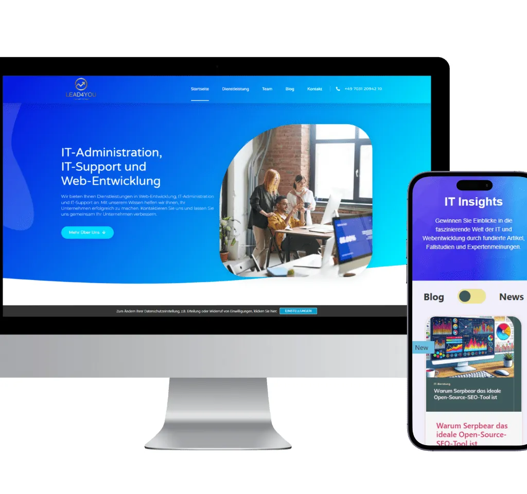 Screenshot: Projekt Lead4You – Unternehmenswebsite