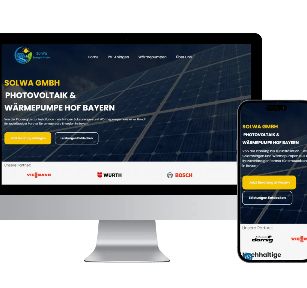 Screenshot: Projekt SolWa Energy – Unternehmenswebsite