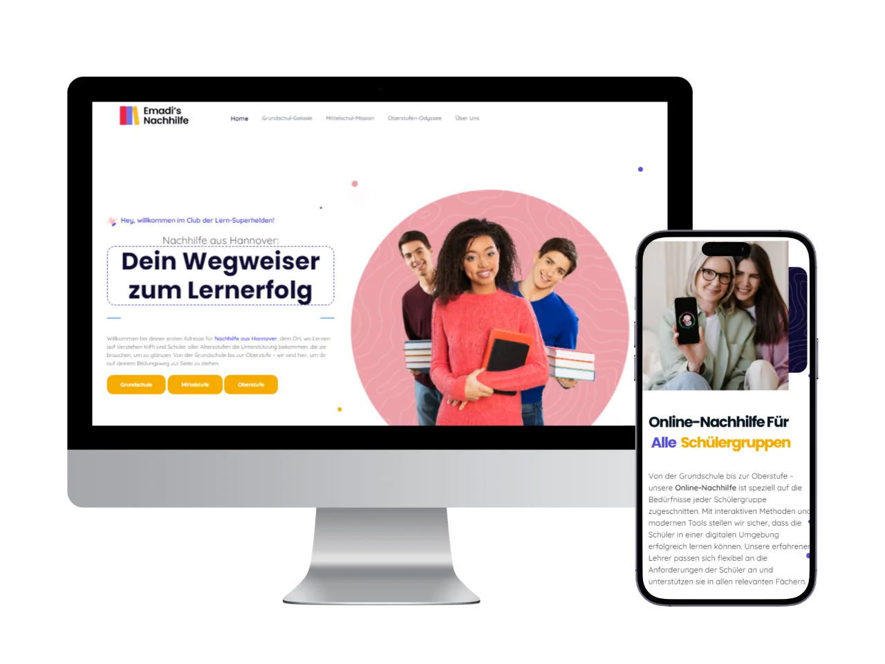 Website-Projekt Emadis Nachhilfe – Unternehmenswebsite für Bildungsangebote in Desktop- und Mobilansicht